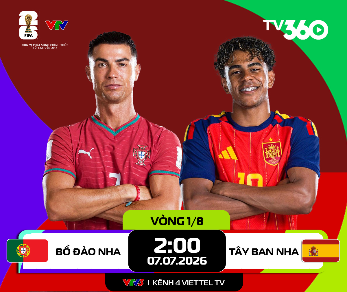 Link xem trực tiếp Bồ Đào Nha và Tây Ban Nha (vòng 1/8 World Cup 2026)

